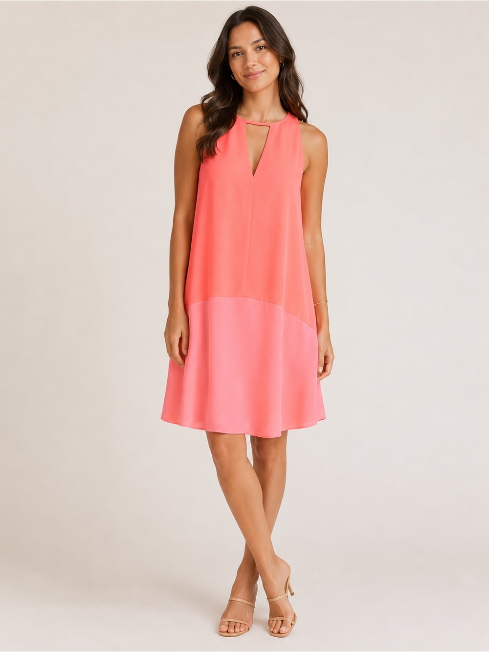 Parker Crosby Dress Bright Coral Flash